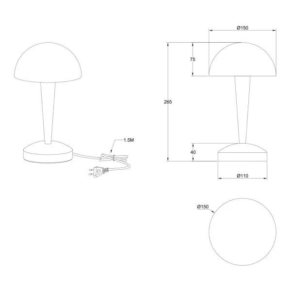 LÁMPARA DE MESA TÁCTIL LED 4,9 W 3000K NÍQUEL MATE CORK