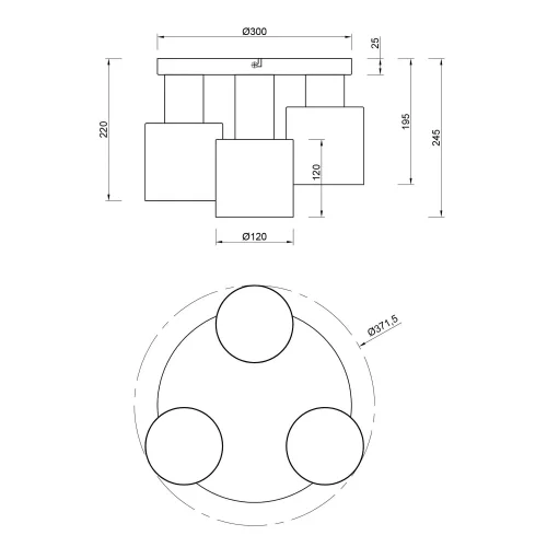 PLAFÓN DE TECHO 3 LUCES E27 AQUILES