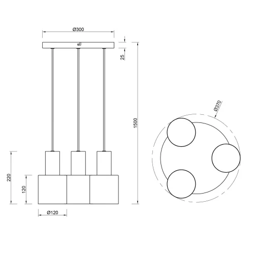 LÁMPARA DE TECHO COLGANTE 3 LUCES E27 AQUILES