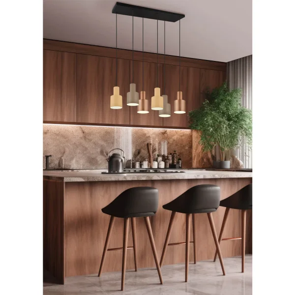 LÁMPARA DE TECHO COLGANTE 6 LUCES E27 AQUILES