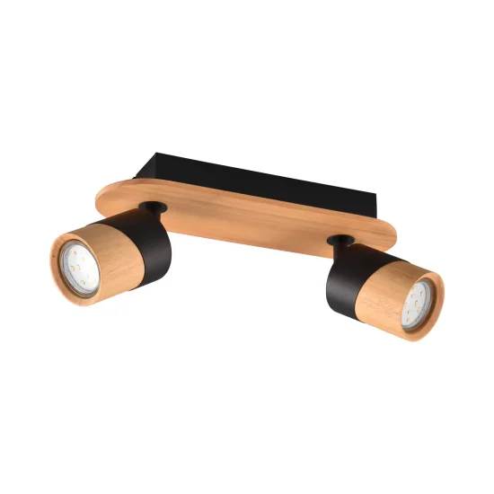 FOCO DE TECHO 2 LUCES GU10 NEGRO AMARU