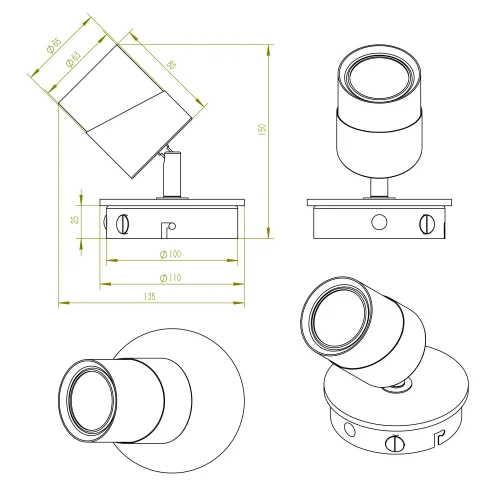 FOCO DE TECHO/PARED 1 LUZ GU10 BLANCO AMARU