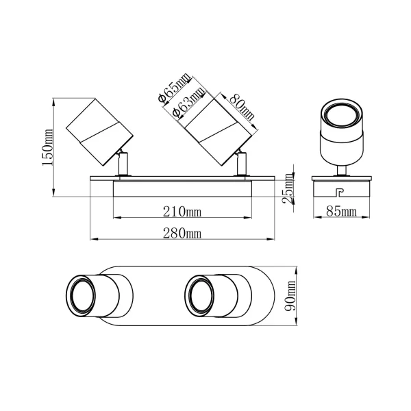 FOCO DE TECHO 2 LUCES GU10 BLANCO AMARU
