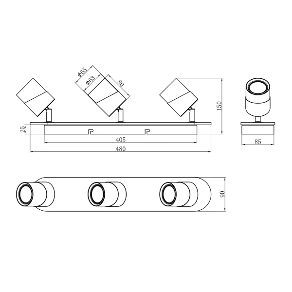FOCO DE TECHO 3 LUCES GU10 BLANCO AMARU