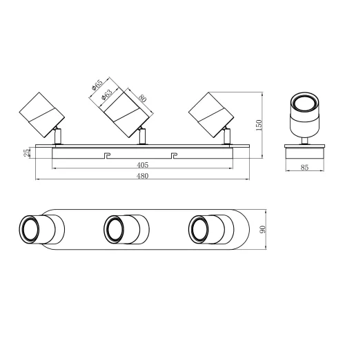 FOCO DE TECHO 3 LUCES GU10 BLANCO AMARU