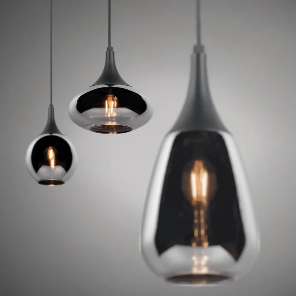 LÁMPARA COLGANTE 3 LUCES COLOR ACERO CROMADO E14 LESLIE