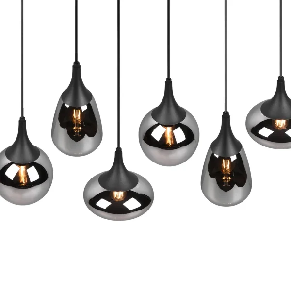 LÁMPARA COLGANTE 6 LUCES COLOR ACERO CROMADO E14 LESLIE