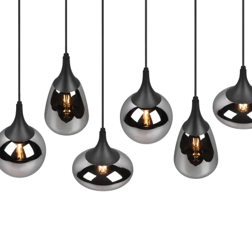 LÁMPARA COLGANTE 6 LUCES COLOR ACERO CROMADO E14 LESLIE