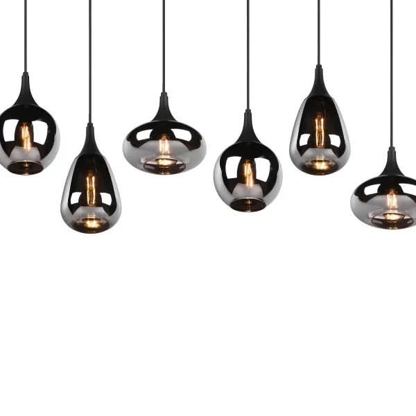 LÁMPARA COLGANTE 6 LUCES COLOR ACERO CROMADO E14 LESLIE