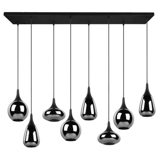 LÁMPARA COLGANTE 8 LUCES COLOR ACERO CROMADO E14 LESLIE 2