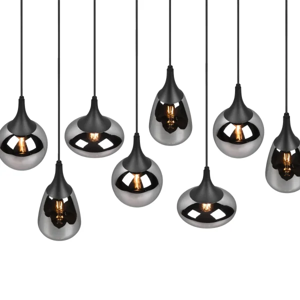 LÁMPARA COLGANTE 8 LUCES COLOR ACERO CROMADO E14 LESLIE