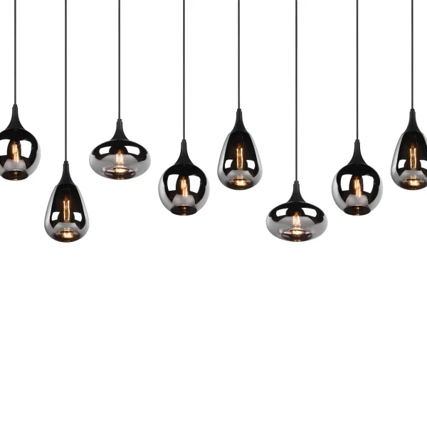 LÁMPARA COLGANTE 8 LUCES COLOR ACERO CROMADO E14 LESLIE