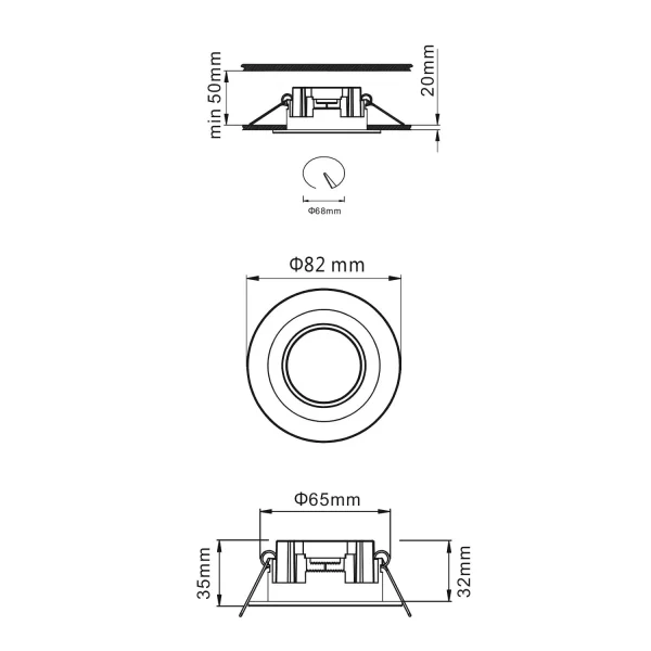 FOCO EMPOTRABLE LED 5W 3000K NEGRO COLOMBO