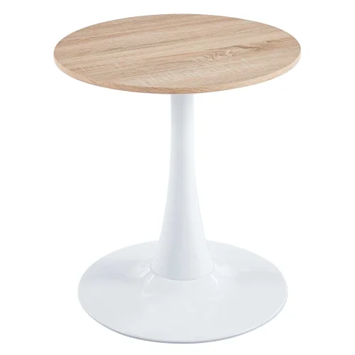 MESA DE RINCÓN SAN ANTONI Ø55 CM PATA BLANCA TAPA NATURAL