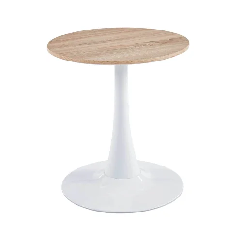 MESA DE RINCÓN SAN ANTONI Ø55 CM PATA BLANCA TAPA NATURAL