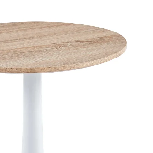 MESA DE RINCÓN SAN ANTONI Ø55 CM PATA BLANCA TAPA NATURAL