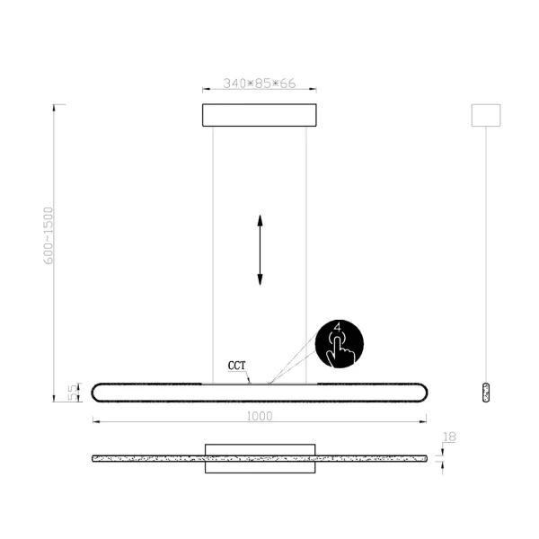 LÁMPARA DE TECHO COLGANTE LED 28W 2700-6500K ALUMINIO PULIDO HELENA