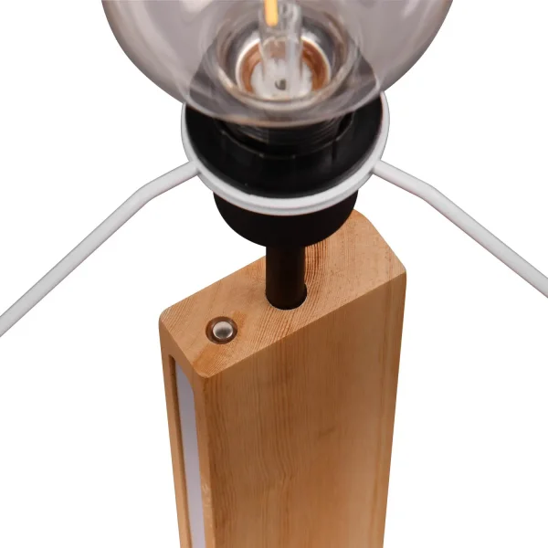 LÁMPARA DE PIE E27 BASE DE MADERA CON LED 10W ROXANA
