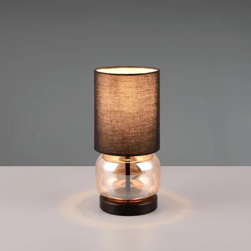 LÁMPARA DE MESA BASE DE CRISTAL ÁMBAR E27 ELISEO