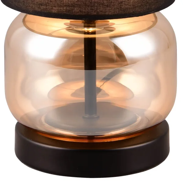 LÁMPARA DE MESA BASE DE CRISTAL ÁMBAR E27 ELISEO