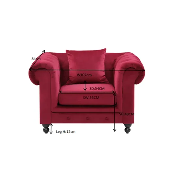 SILLÓN TERCIOPELO GRANATE EDNA