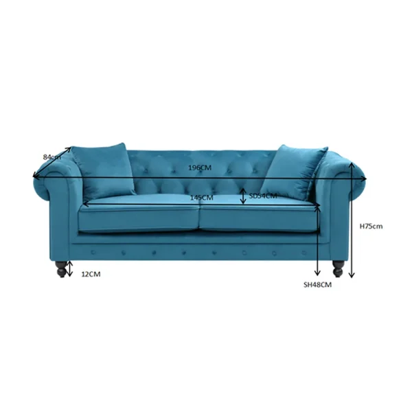 SOFÁ TERCIOPELO GRANATE EDNA