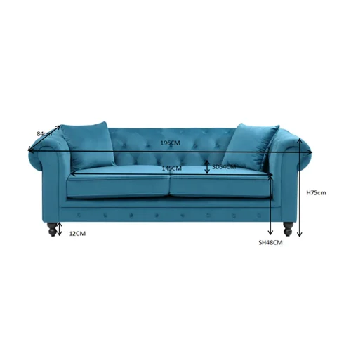 SOFÁ TERCIOPELO GRIS EDNA