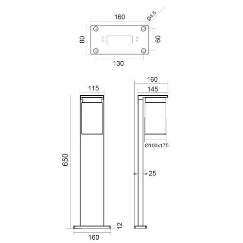 BALIZA EXTERIOR CON SENSOR DE LUZ E27 IP44 65CM ARABELA