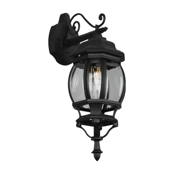 APLIQUE EXTERIOR DESCENDENTE E27 IP44 NEGRO ELOWEN