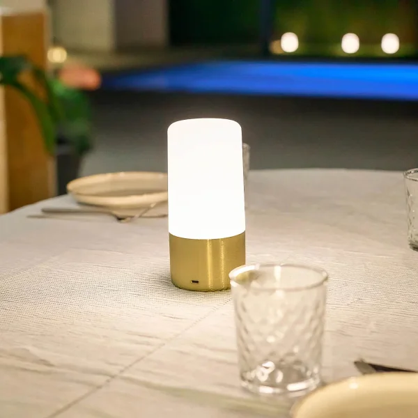 LÁMPARA DE MESA RECARGABLE ORO IP44 RGB MAIA LÁMPARA DE MESA RECARGABLE ORO IP44 RGB MAIA