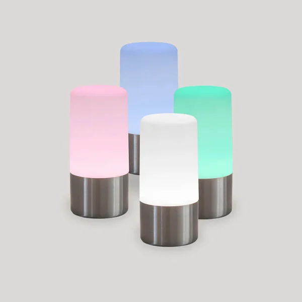 LÁMPARA DE MESA RECARGABLE PLATA IP44 RGB MAIA