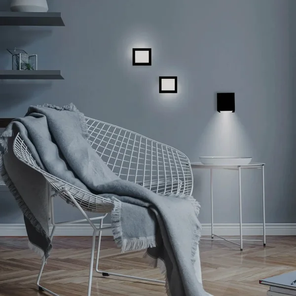 APLIQUE DE PARED SIN CABLES IP20 NEGRO BOX 8