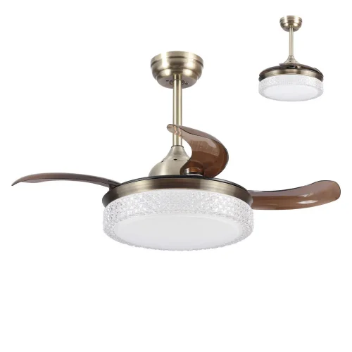 VENTILADOR DE TECHO LED 28W REGULABLE 4 ASPAS PLEGABLES MOTOR DC LESTER