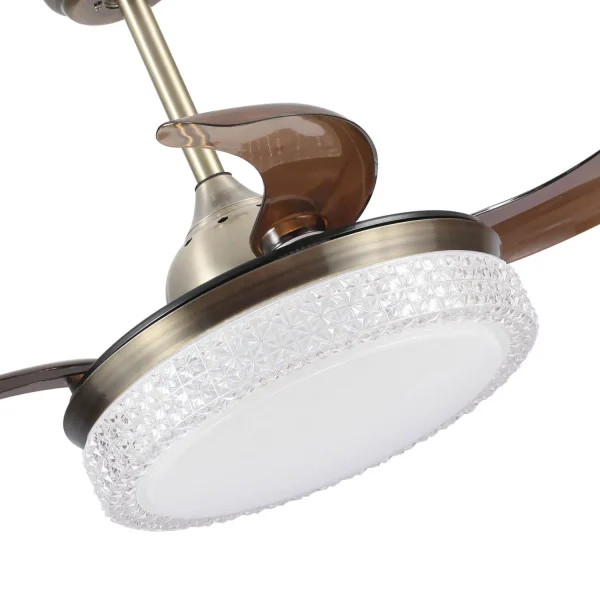VENTILADOR DE TECHO LED 28W REGULABLE 4 ASPAS PLEGABLES MOTOR DC LESTER