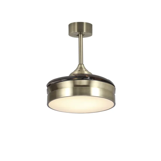 VENTILADOR DE TECHO LED 24W REGULABLE CUERO 4 ASPAS PLEGABLES MOTOR DC PALMA 2
