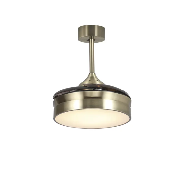 VENTILADOR DE TECHO LED 24W REGULABLE CUERO 4 ASPAS PLEGABLES MOTOR DC PALMA