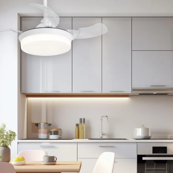 VENTILADOR DE TECHO LED 24W REGULABLE BLANCO 4 ASPAS PLEGABLES GERALDTON