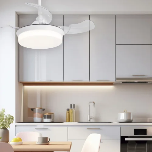 VENTILADOR DE TECHO LED 24W REGULABLE BLANCO 4 ASPAS PLEGABLES GERALDTON