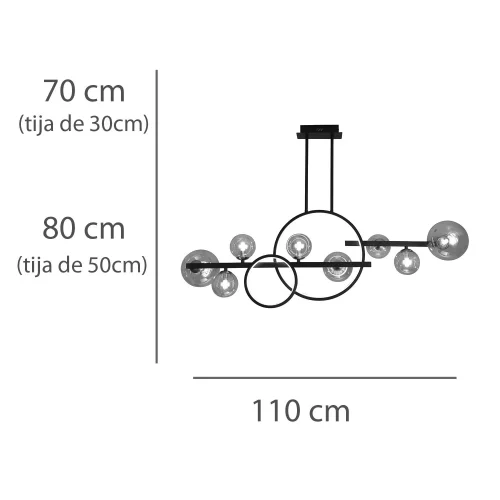 LÁMPARA DE TECHO 8 LUCES HIERRO NEGRO NICOLETTA