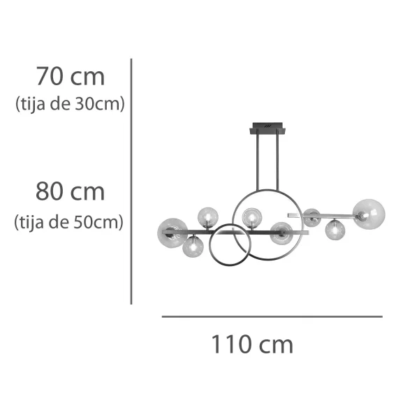 LÁMPARA DE TECHO 8 LUCES HIERRO ORO NICOLETTA