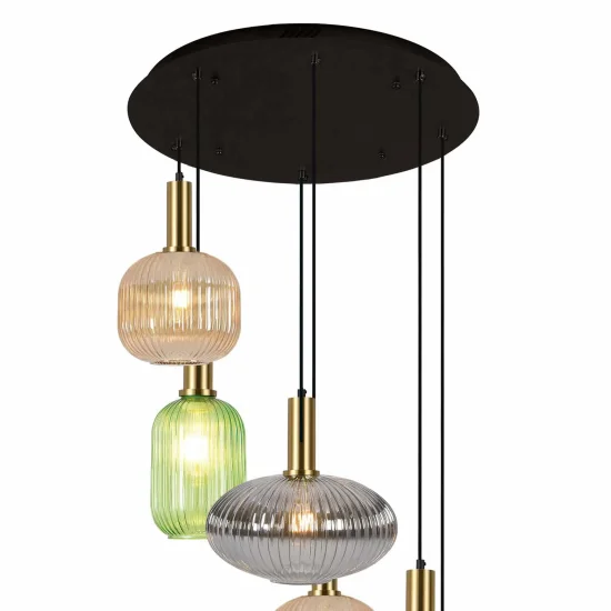 BASE REDONDA 6 LUCES ACERO PINTADO NEGRO Ø 65CM 2