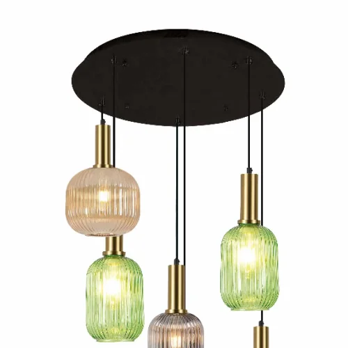 BASE REDONDA 6 LUCES ACERO PINTADO NEGRO Ø 70CM