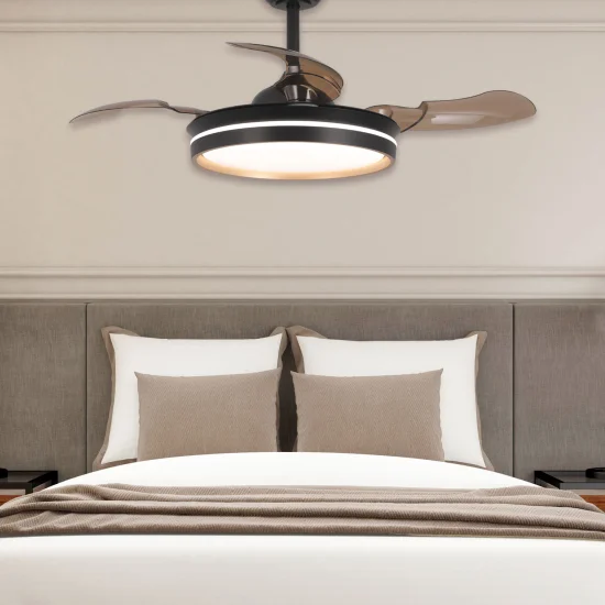 VENTILADOR DE TECHO CON LUZ LED 24W REGULABLE MOTOR DC NEGRO CASCADE 2