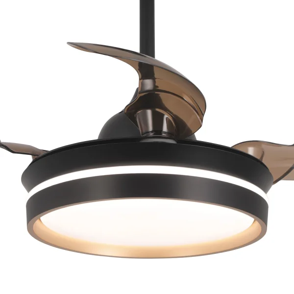 VENTILADOR DE TECHO CON LUZ LED 24W REGULABLE MOTOR DC NEGRO CASCADE