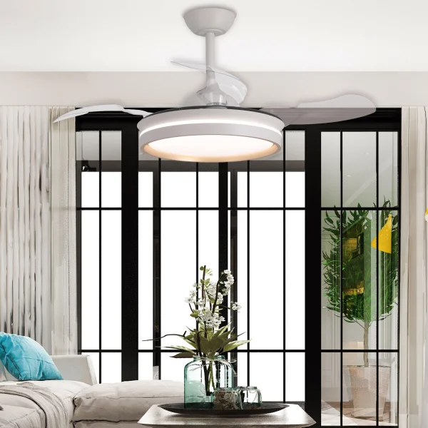 VENTILADOR DE TECHO CON LUZ LED 24W REGULABLE MOTOR DC BLANCO CASCADE