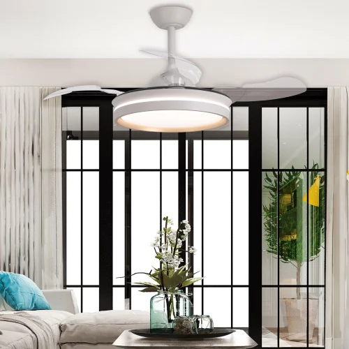 VENTILADOR DE TECHO CON LUZ LED 24W REGULABLE MOTOR DC BLANCO CASCADE