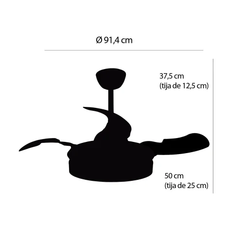 VENTILADOR DE TECHO CON LUZ LED 24W REGULABLE MOTOR DC BLANCO CASCADE