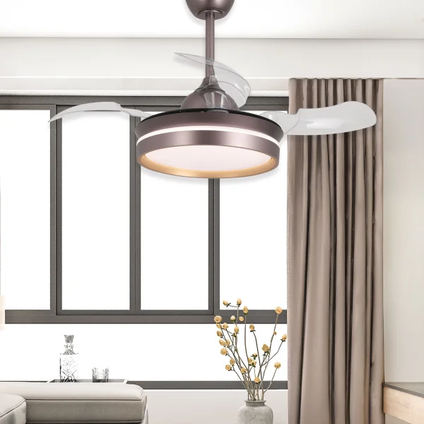 VENTILADOR DE TECHO CON LUZ LED 24W REGULABLE MOTOR DC ROJO INDIGO CASCADE