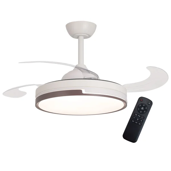 VENTILADOR DE TECHO LED 38W REGULABLE 4 ASPAS PLEGABLES SKYLER
