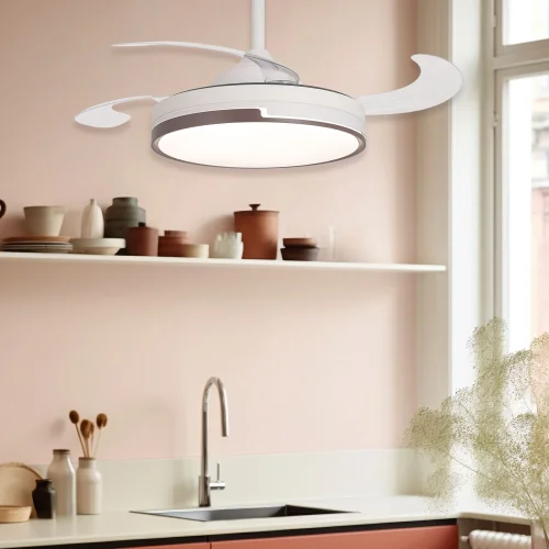 VENTILADOR DE TECHO LED 38W REGULABLE 4 ASPAS PLEGABLES SKYLER